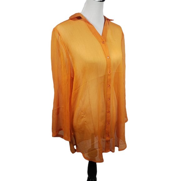 Fashion Nova women's size small Orange sunset dreams sheer top Swim coverup New - Picture 3 of 5